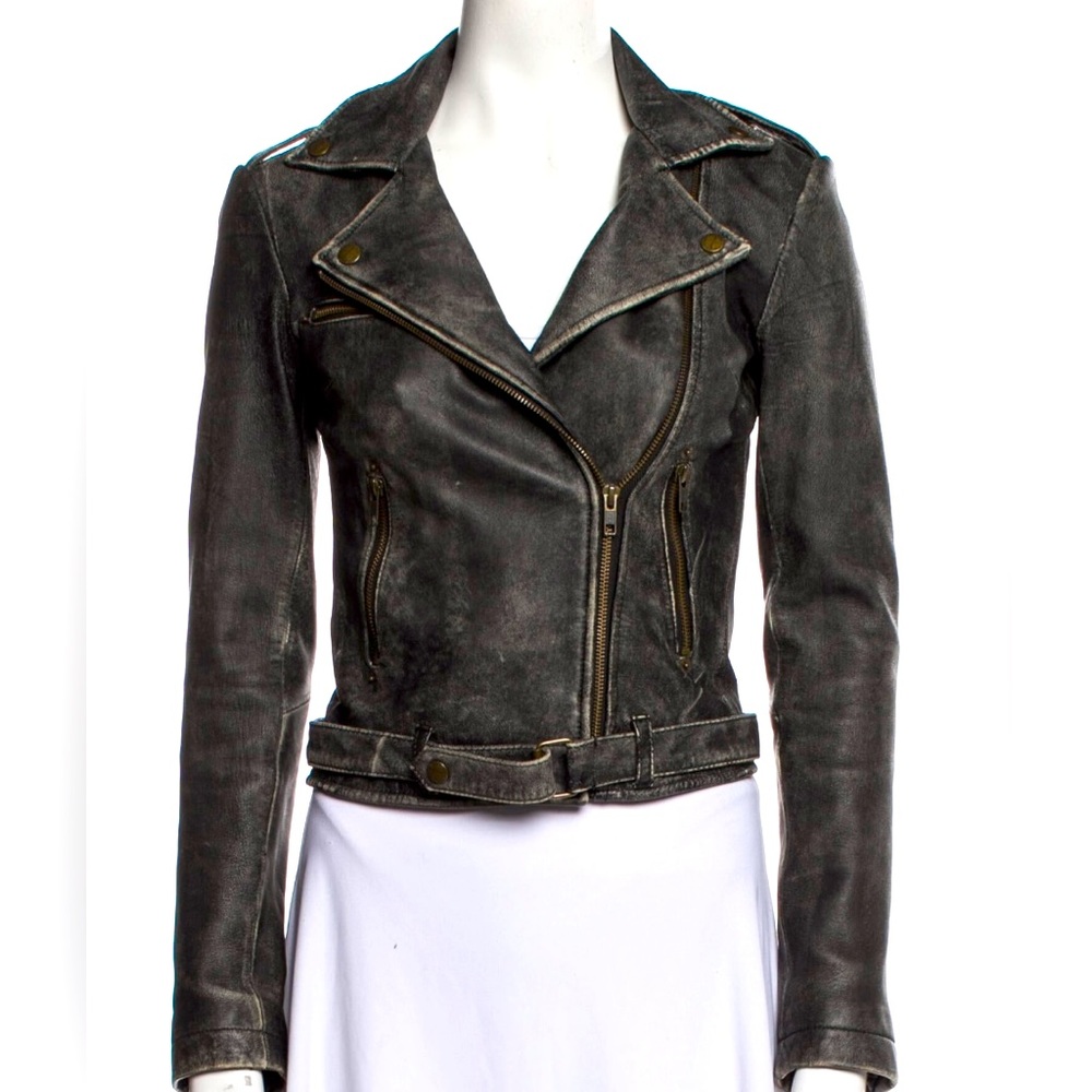 Current Elliott biker leather jacket. XS